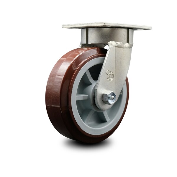 6 Inch Kingpinless Poly on Polyolefin Wheel Swivel Top Plate Caster SCC